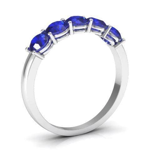 1.00cttw Shared Prong Blue Sapphire Five Stone Ring Five Stone Rings deBebians 