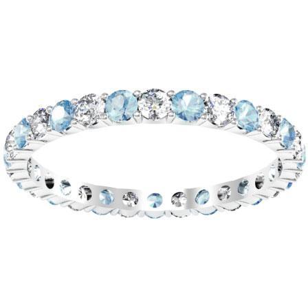 Gemstone Eternity Band with Aquamarines and Diamonds Gemstone Eternity Rings deBebians 