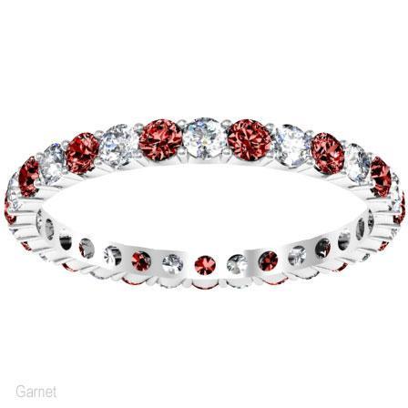 Gemstone Eternity Band with Garnets and Diamonds Gemstone Eternity Rings deBebians 