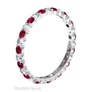 Gemstone Eternity Band with Garnets and Diamonds Gemstone Eternity Rings deBebians 