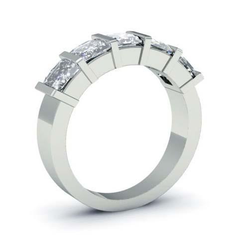 3.00cttw Bar Set Princess Cut GIA Certified Diamond Five Stone Ring Five Stone Rings deBebians 