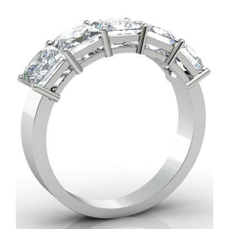 3.00cttw Shared Prong Princess Cut GIA Certified Diamond Five Stone Ring Five Stone Rings deBebians 