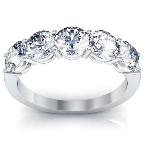 2.00cttw Shared Prong Round Brilliant GIA Certified Diamond Five Stone Ring Five Stone Rings deBebians 