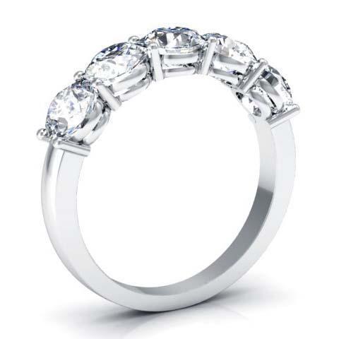 2.00cttw Shared Prong Round Brilliant GIA Certified Diamond Five Stone Ring Five Stone Rings deBebians 