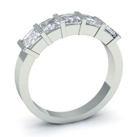 2.00cttw Bar Set Princess Cut GIA Certified Diamond Five Stone Ring Five Stone Rings deBebians 