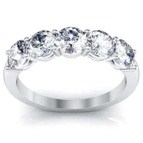 1.50cttw Shared Prong Round GIA Certified Diamond Five Stone Ring Five Stone Rings deBebians 