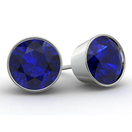 Blue Sapphire Stud Earrings Gemstone Stud Earrings deBebians 