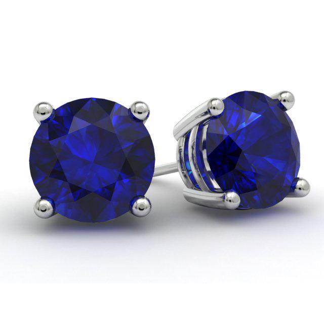 Blue Sapphire Stud Earrings Gemstone Stud Earrings deBebians 