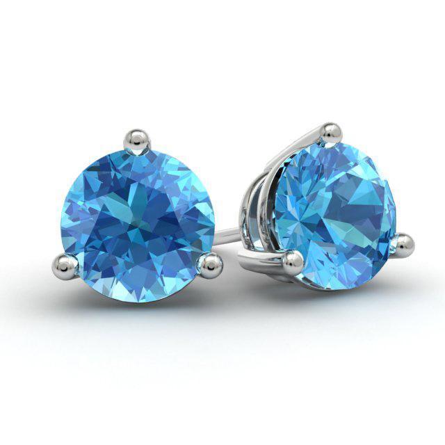 Blue Topaz Stud Earrings Gemstone Stud Earrings deBebians 