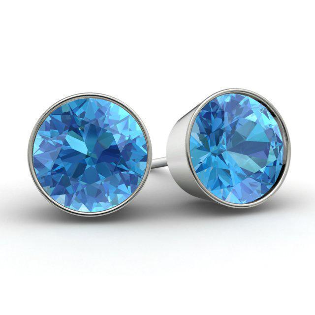 Blue Topaz Stud Earrings Gemstone Stud Earrings deBebians 