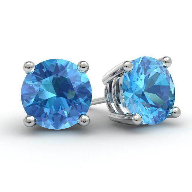 Blue Topaz Stud Earrings Gemstone Stud Earrings deBebians 