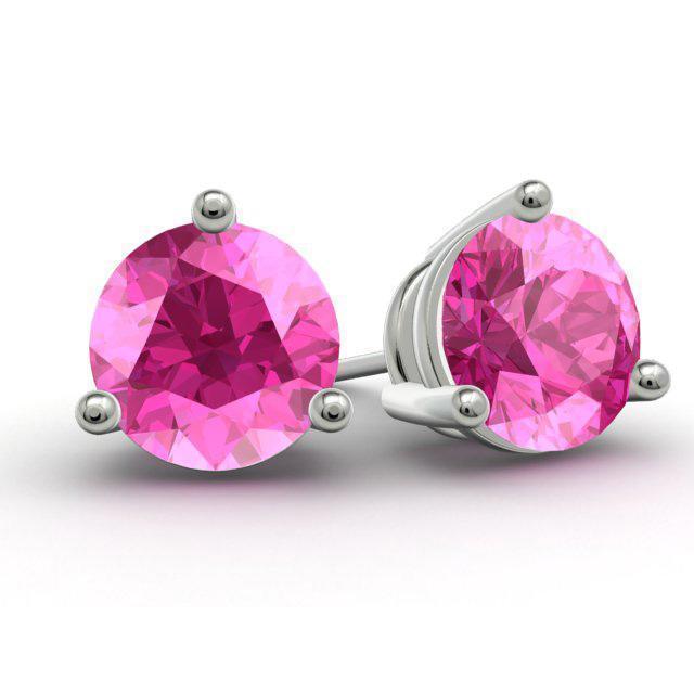 Pink Sapphire Stud Earrings Gemstone Stud Earrings deBebians 