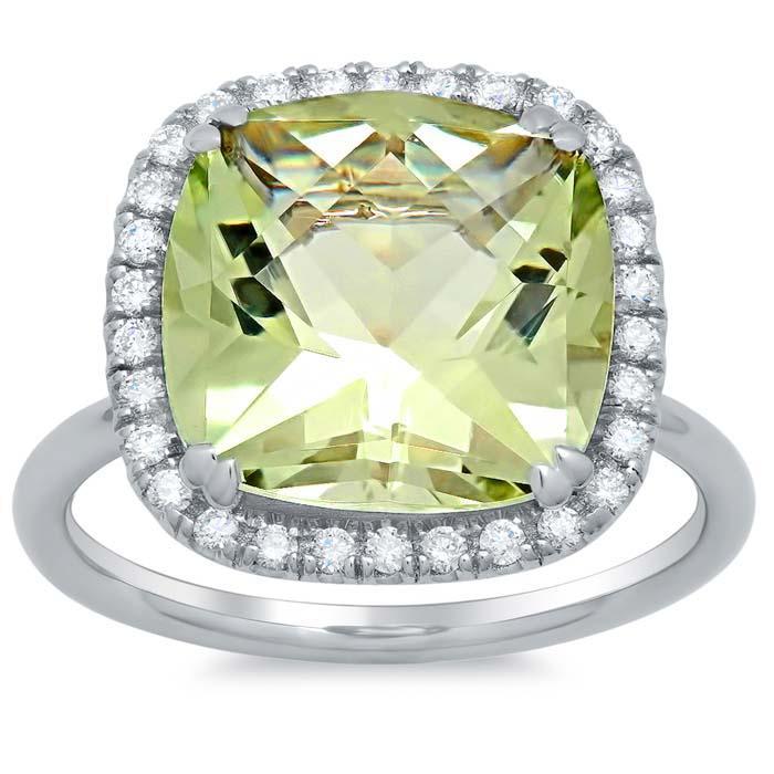 Green Amethyst Halo Fashion Ring Gift Ideas Over $1500 deBebians 