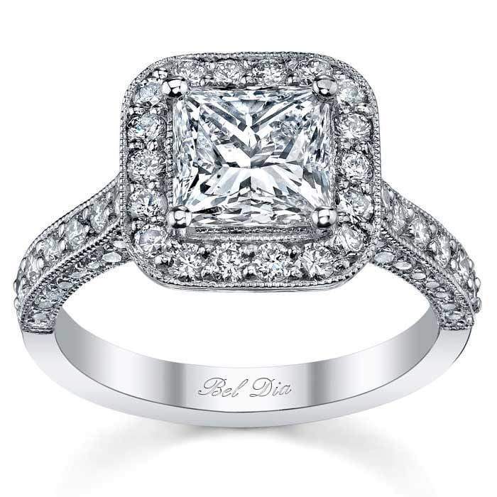 Halo Setting Square Engagement Ring Halo Engagement Rings deBebians 