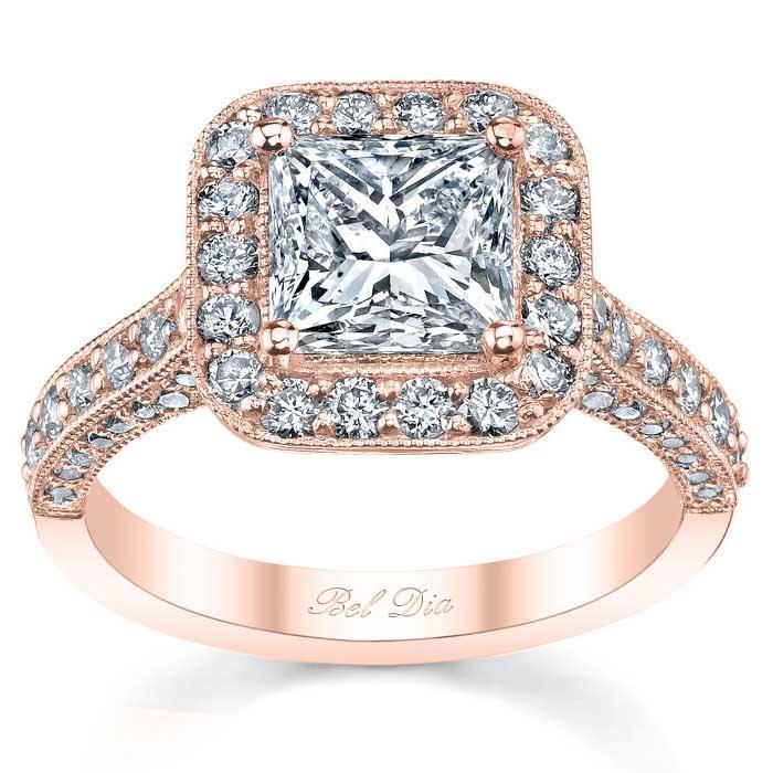 Square Diamond Engagement Ring with Halo | deBebians