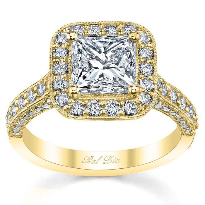 Square Diamond Engagement Ring with Halo deBebians