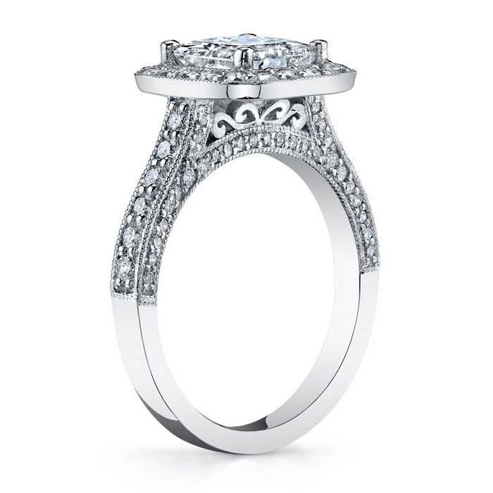 Halo Setting Square Engagement Ring Halo Engagement Rings deBebians 