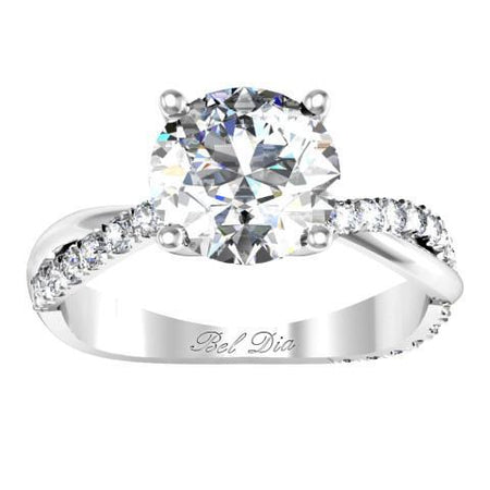 Half Pave Twisted Diamond Engagement Ring Diamond Accented Engagement Rings deBebians 