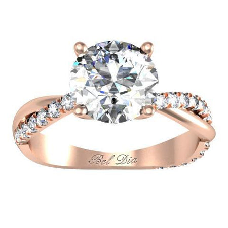 Half Pave Twisted Diamond Engagement Ring Diamond Accented Engagement Rings deBebians 