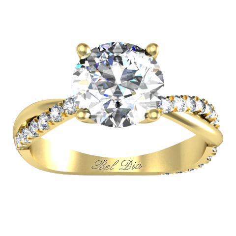 Half Pave Twisted Diamond Engagement Ring Diamond Accented Engagement Rings deBebians 