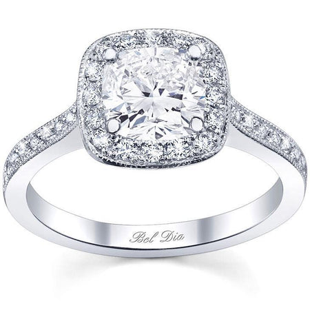 Halo Pave Engagement Ring Square Setting Halo Engagement Rings deBebians 