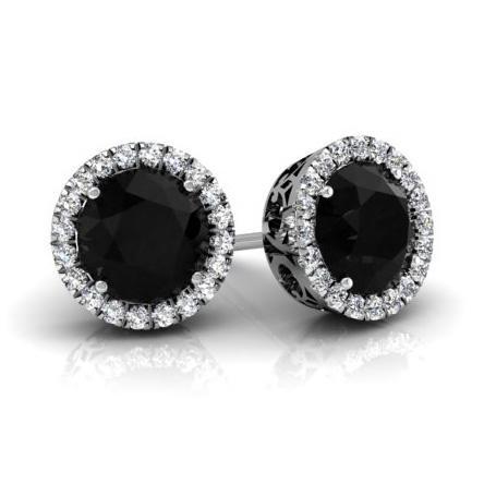 Halo Studs with Black Diamonds Diamond Halo Earrings deBebians 