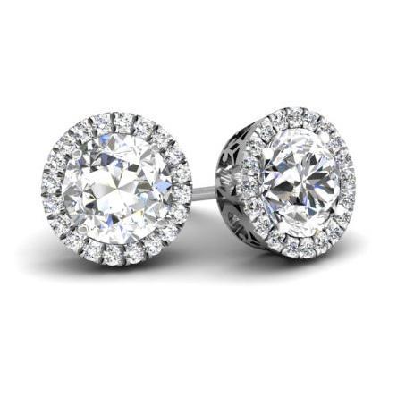 Halo Studs with Diamonds Diamond Halo Earrings deBebians 