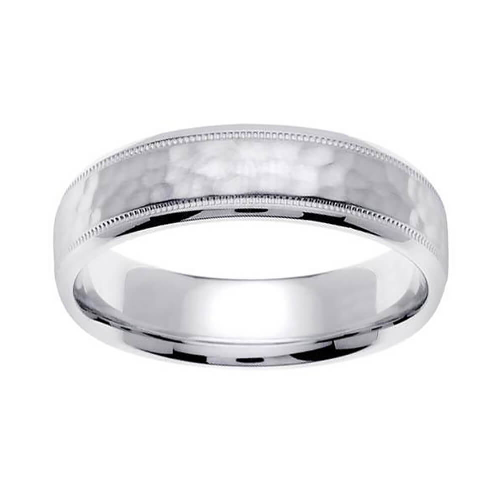 14kt 6mm Hammered Gold Wedding Ring Band | deBebians