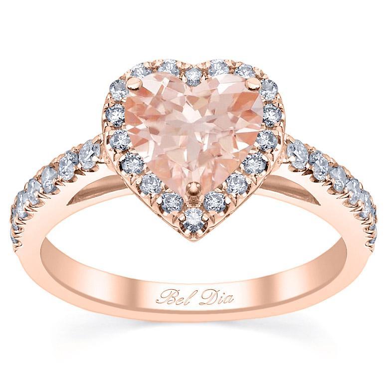 Heart Cut Morganite Engagement Ring in Rose Gold Rose Gold & Morganite Engagement Rings deBebians 