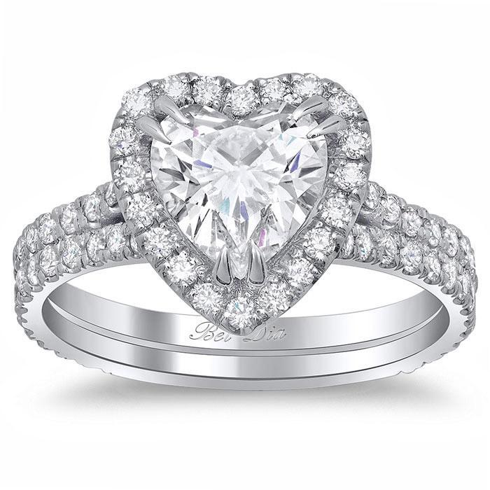 Heart Halo Engagement Ring with Double Shank Halo Engagement Rings deBebians 