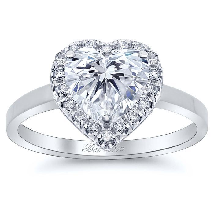 Heart Halo Engagement Ring with Plain Band Halo Engagement Rings deBebians 