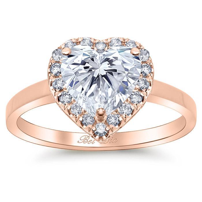 Heart Halo Engagement Ring with Plain Band | deBebians