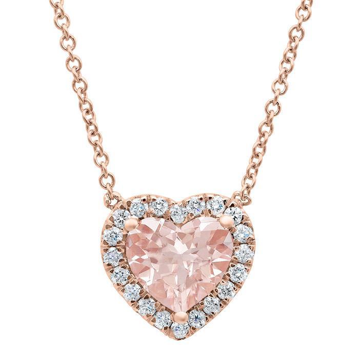 Heart Morganite Halo Pendant Diamond Necklaces deBebians 