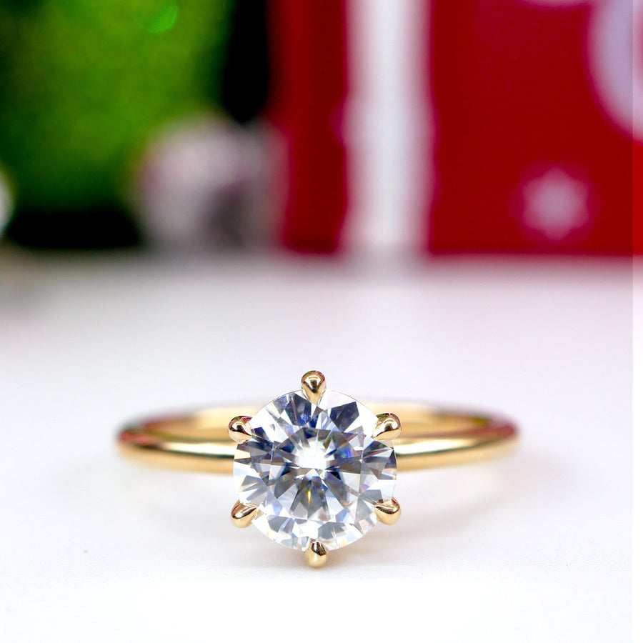Classic Solitaire Engagement Ring Setting with 6 Prongs Solitaire Engagement Rings deBebians 