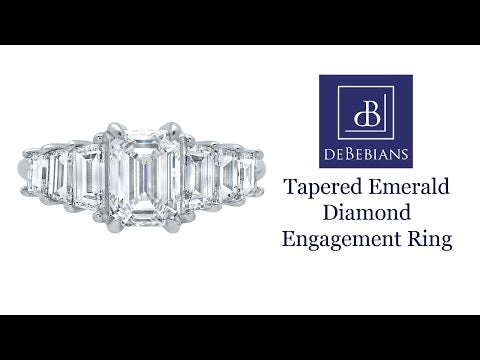 Tapered Emerald Diamond Engagement Ring
