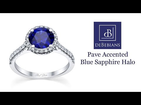 Pave Accented Blue Sapphire Halo