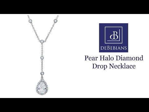 Pear Halo Diamond Drop Necklace
