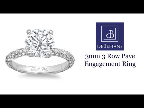 3mm 3 Row Pave Engagement Ring