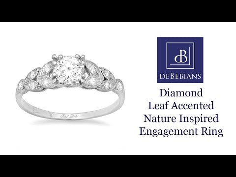 Diamond Leaf Accented Nature Inspired Engagement Ring