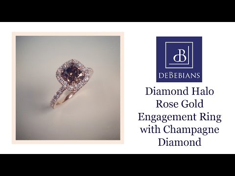 Diamond Halo Rose Gold Engagement Ring