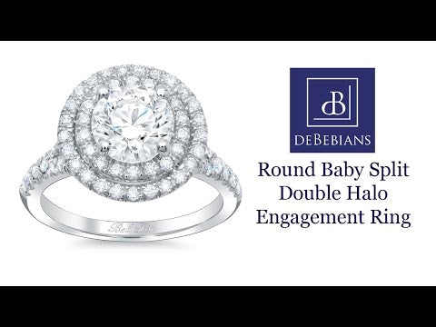 Round Baby Split Double Halo Engagement Ring