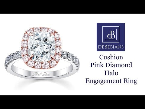 Cushion Pink Diamond Halo Engagement Ring for White Diamond
