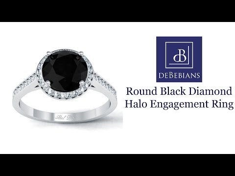 Round Black Diamond Halo Engagement Ring