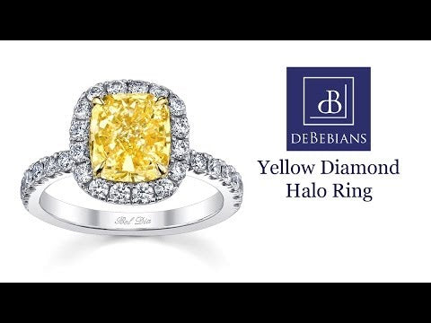 Yellow Diamond Halo Ring 0.60 cttw
