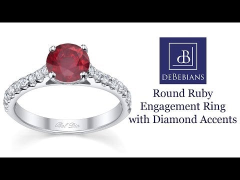 Round Ruby Engagement Ring with Diamonds