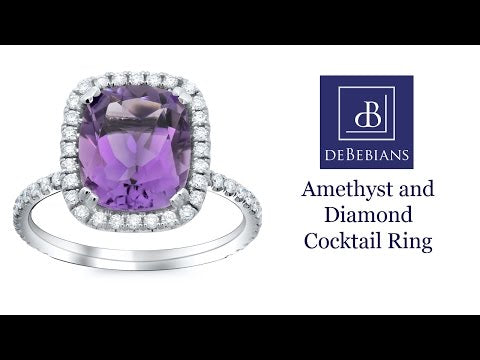Double Heart Purple Cz Cocktail Ring