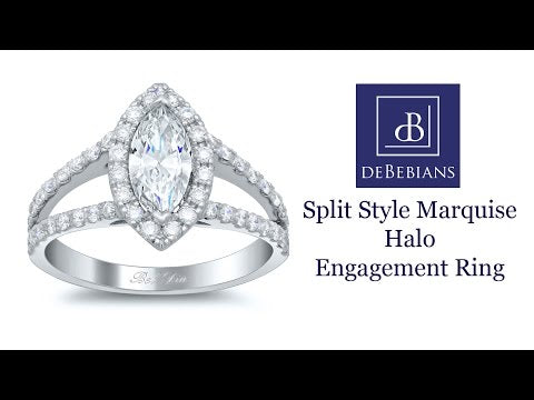 Split Style Marquise Halo Engagement Ring