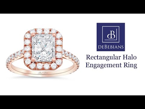Rectangular Halo Engagement Ring