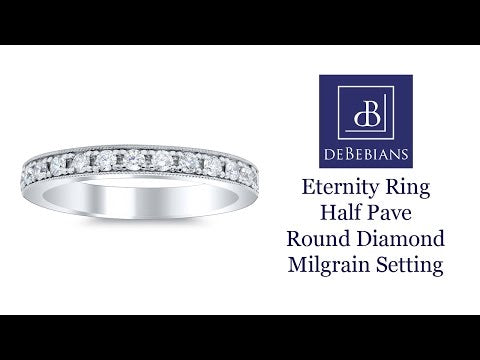 Eternity Ring Pave Half Round Milgrain Setting