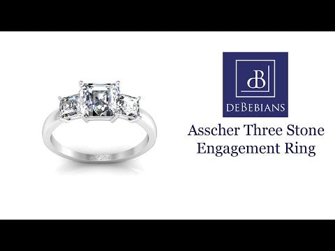Asscher Three Stone Engagement Ring